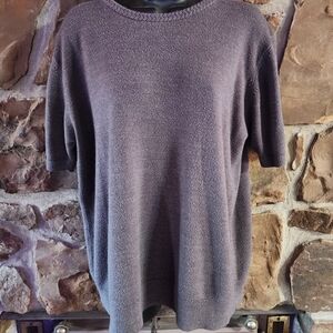 Sag Harbor Charcoal Crew Neck Short Sleeve Sweater